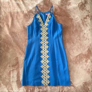 Lilly Pulitzer Blue Shift Dress with Gold Details